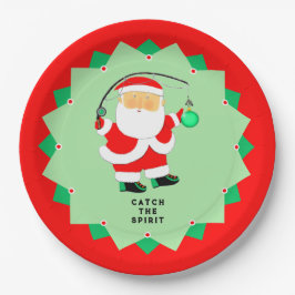 Grappige kerstvakantie Kerstman vissen Papieren Bordje