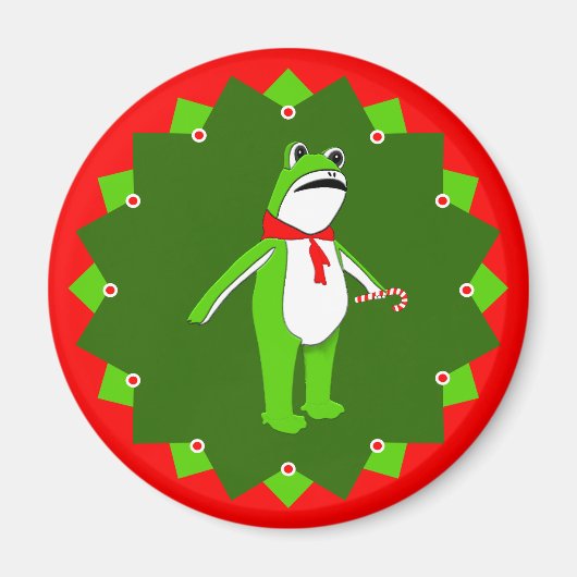 Grappige Kerstvakantie Kikker Magneet (Voorkant)