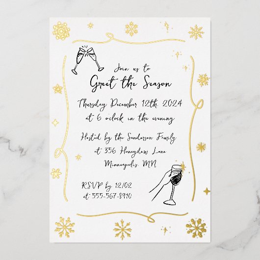 Grappige Kerstvakantie Winter Cocktail Party Folie Uitnodiging (Voorkant)