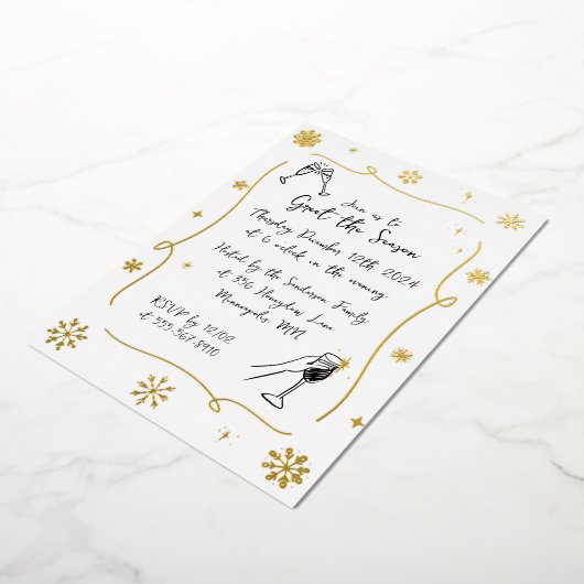 Grappige Kerstvakantie Winter Cocktail Party Folie Uitnodiging (Gedraaid)