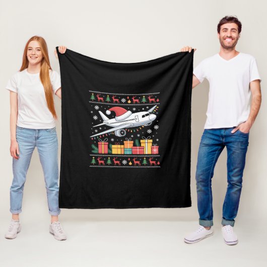 Grappige Kerstverlichting Boom Kerstman Lelijk Vli Fleece Deken (In situ)