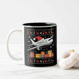 Grappige Kerstverlichting Boom Kerstman Lelijke Vl Tweekleurige Koffiemok