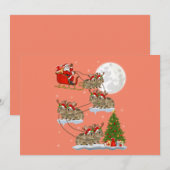 Grappige Kerstverlichting Boom Kerstman Ridend Kon Kaart (Voorkant / Achterkant)