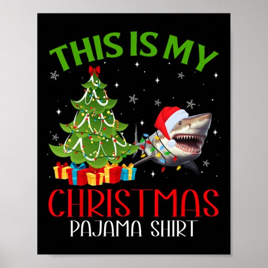 Grappige kerstverlichting Dit is mijn haaienkerst Poster (Voorkant)