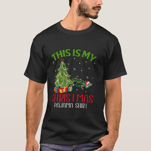 Grappige kerstverlichting Dit is mijn leguaan Kers T-shirt (Voorkant)