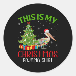 Grappige kerstverlichting Dit is mijn pelikaanse k Ronde Sticker