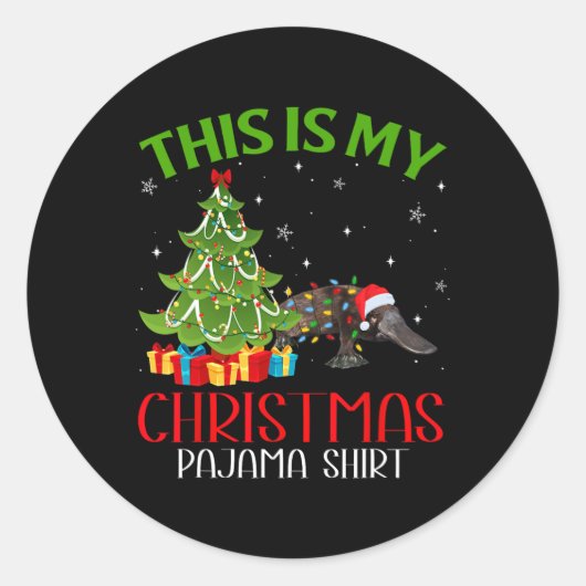 Grappige kerstverlichting Dit is mijn vogelbekdier Ronde Sticker (Voorkant)