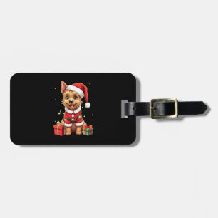 Grappige Kerstverlichting Kerstman Border Terrier Bagagelabel