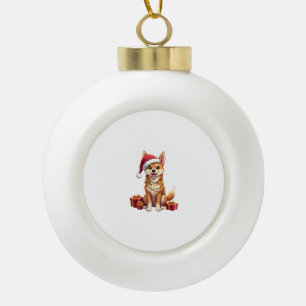 Grappige Kerstverlichting Kerstman Hoed Tamaskan H Keramische Bal Ornament