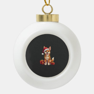 Grappige Kerstverlichting Kerstman Hoed Tamaskan H Keramische Bal Ornament