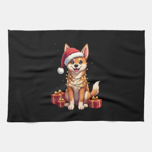 Grappige Kerstverlichting Kerstman Hoed Tamaskan H Theedoek (Horizontaal)