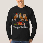 Grappige Kerstverlichting Kerstmis Pyjama Fox Dier T-shirt (Voorkant)