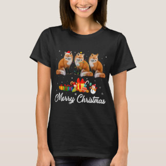 Grappige Kerstverlichting Kerstmis Pyjama Fox Dier T-shirt