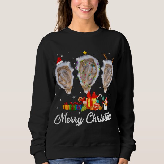 Grappige Kerstverlichting Kerstmis Pyjama Oester D Trui (Voorkant)