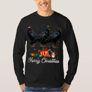 Grappige Kerstverlichting Kerstmis Pyjama Raven Di T-shirt