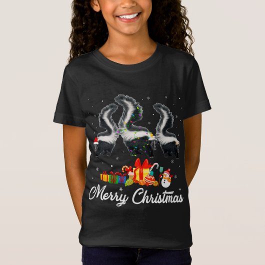 Grappige Kerstverlichting Kerstmis Pyjama Skunk Di T-shirt (Voorkant)