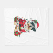 Grappige kerstverlichting Santa Border Terrier Dog Fleece Deken (Voorkant (Horizontaal))