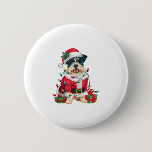 Grappige kerstverlichting Santa Border Terrier Dog Ronde Button 5,7 Cm