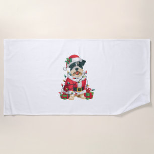 Grappige kerstverlichting Santa Border Terrier Dog Strandlaken