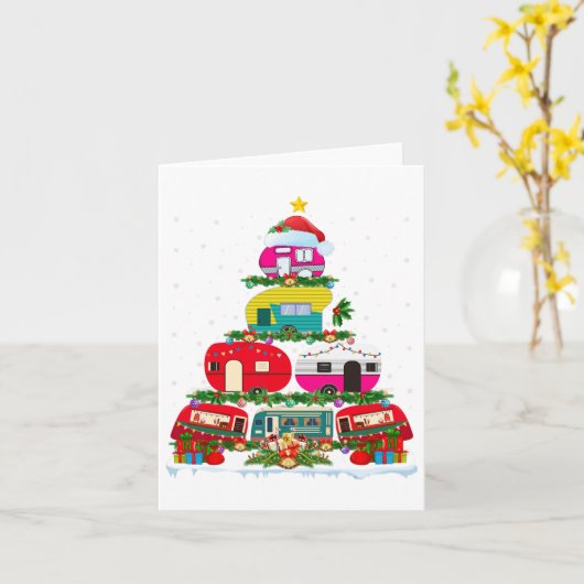 Grappige kerstverlichting Santa Camping RV Kerstbo Kaart (Gele Bloem)
