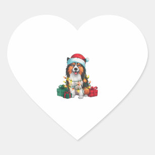 Grappige Kerstverlichting Santa Hat Tamaskan Dog C Hart Sticker