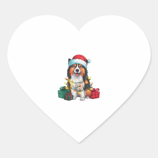 Grappige Kerstverlichting Santa Hat Tamaskan Dog C Hart Sticker (Voorkant)