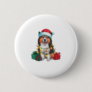 Grappige Kerstverlichting Santa Hat Tamaskan Dog C Ronde Button 5,7 Cm