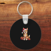 Grappige Kerstverlichting Santa Hat Tamaskan Dog C Sleutelhanger (Voorkant)