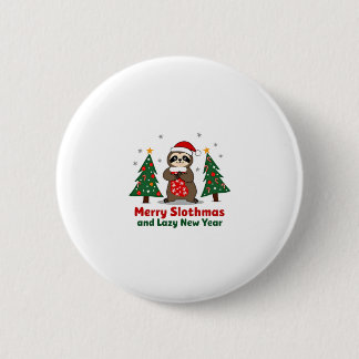 Grappige Kerstverlichting Sock Santa Hoed Luiaard  Ronde Button 5,7 Cm