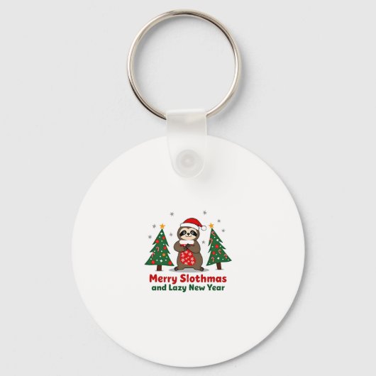 Grappige Kerstverlichting Sock Santa Hoed Luiaard Sleutelhanger (Voorkant)