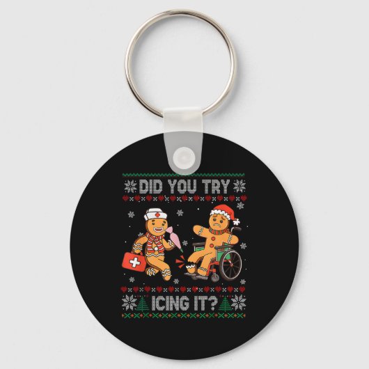 Grappige Kerstverpleegster Heb je geprobeerd het t Sleutelhanger (Voorkant)