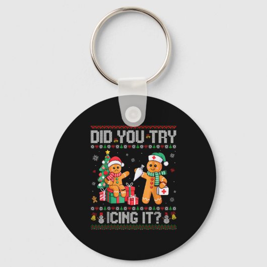 Grappige Kerstverpleegster Heb je geprobeerd het t Sleutelhanger (Voorkant)