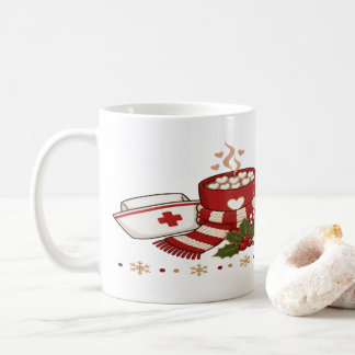 Grappige kerstverpleegster typografie kunst koffiemok