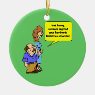 grappige kerstversiering keramisch ornament