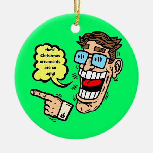 grappige kerstversiering keramisch ornament (Voorkant)