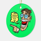 grappige kerstversiering keramisch ornament (Links)