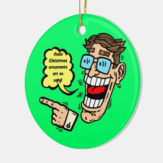 grappige kerstversiering keramisch ornament (Links)