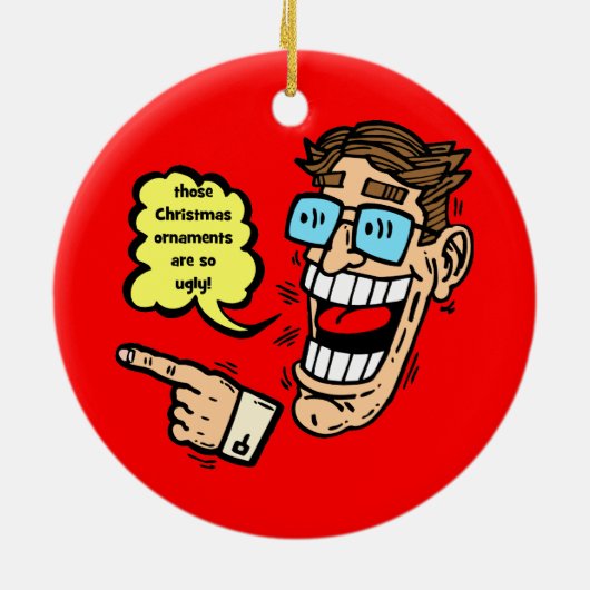 grappige kerstversiering keramisch ornament (Achterkant)