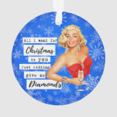 Grappige Kerstversiering Retro Beste Vriendin Diam Ornament (achterkant)