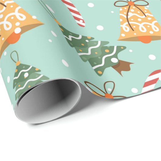 Grappige kerstversieringen en vakantie-iconen cadeaupapier (Rol Hoek)