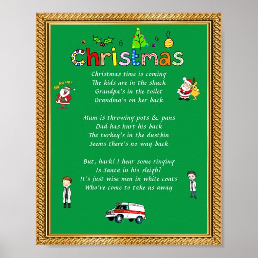 Grappige Kerstverzen Poster (Voorkant)