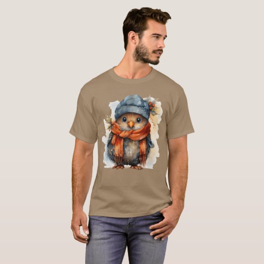 Grappige kerstvogel t-shirt (Voorkant volledig)
