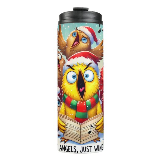Grappige kerstvogels zingen Carol Thermosbeker (Voorkant)