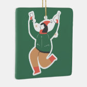 Grappige Kerstvrouw Danst Aangepaste Naam Keramisch Ornament (Rechts)