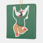 Grappige Kerstvrouw Danst Aangepaste Naam Keramisch Ornament (Links)