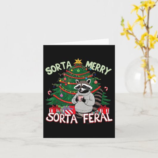 Grappige Kerstwasbeer Sorta Vrolijk Sorta Santa Fe Kaart (Gele Bloem)