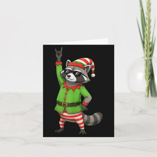 Grappige Kerstwasbeer verkleed als Elf met zonnebr Kaart (Voorkant)