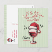 Grappige kerstwijn feestdagenkaart (Voorkant / Achterkant)