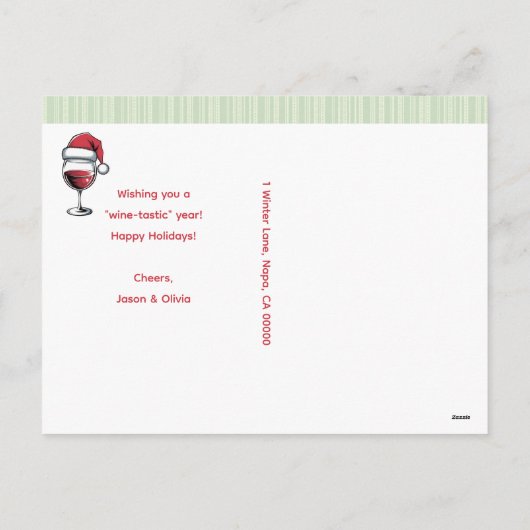 Grappige kerstwijn feestdagenkaart (Achterkant)