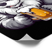 Grappige kerstwolf met bierstrip poster (Hoek)